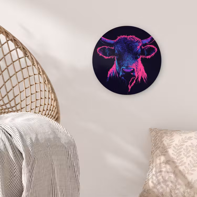 Muurcirkel - Stier - Neon - Zwart - Kleur — 5