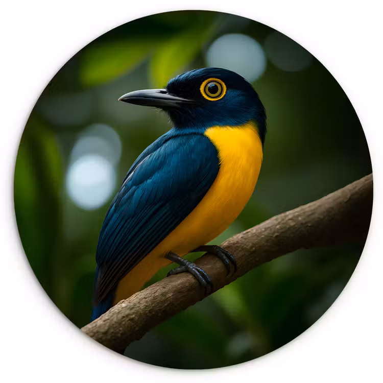 Muurcirkel - Vogel - Tak - Geel - Bladeren — 1
