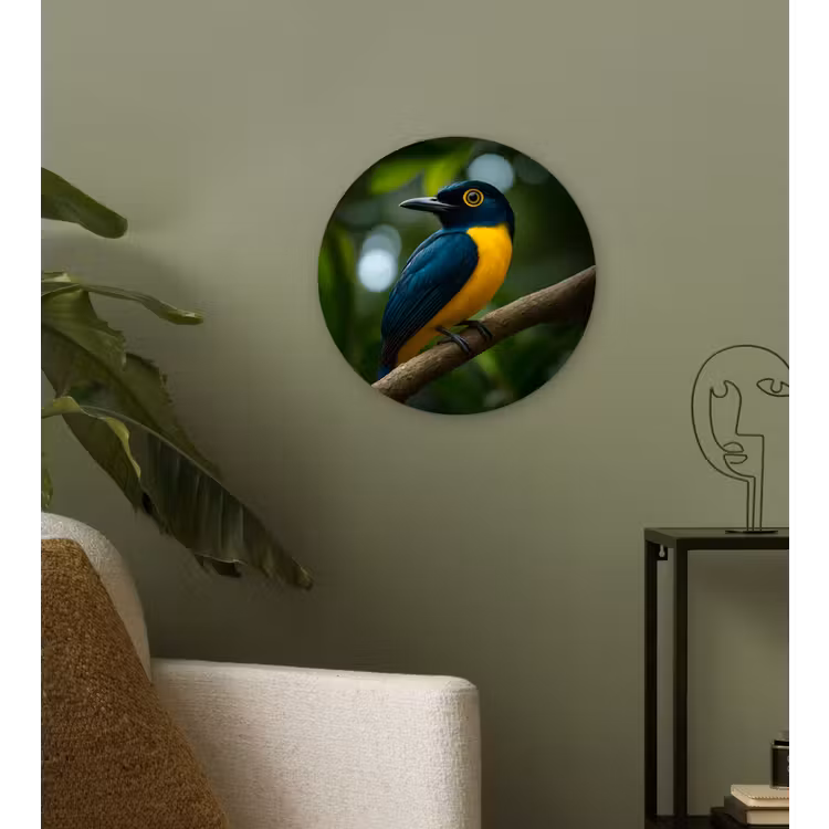 Muurcirkel - Vogel - Tak - Geel - Bladeren — 3