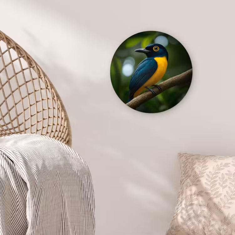 Muurcirkel - Vogel - Tak - Geel - Bladeren — 5