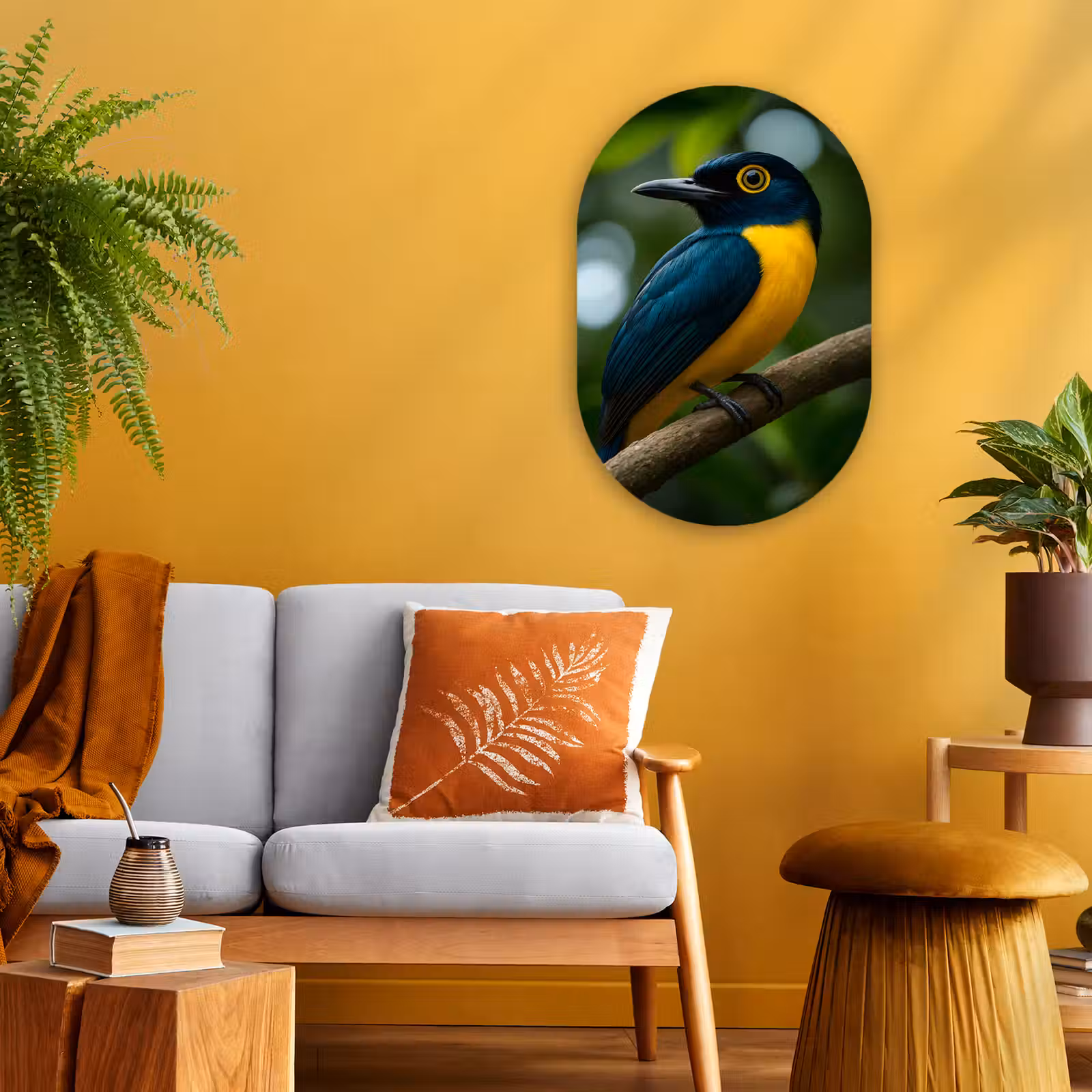 Muurovaal - Vogel - Tak - Geel - Bladeren — 1