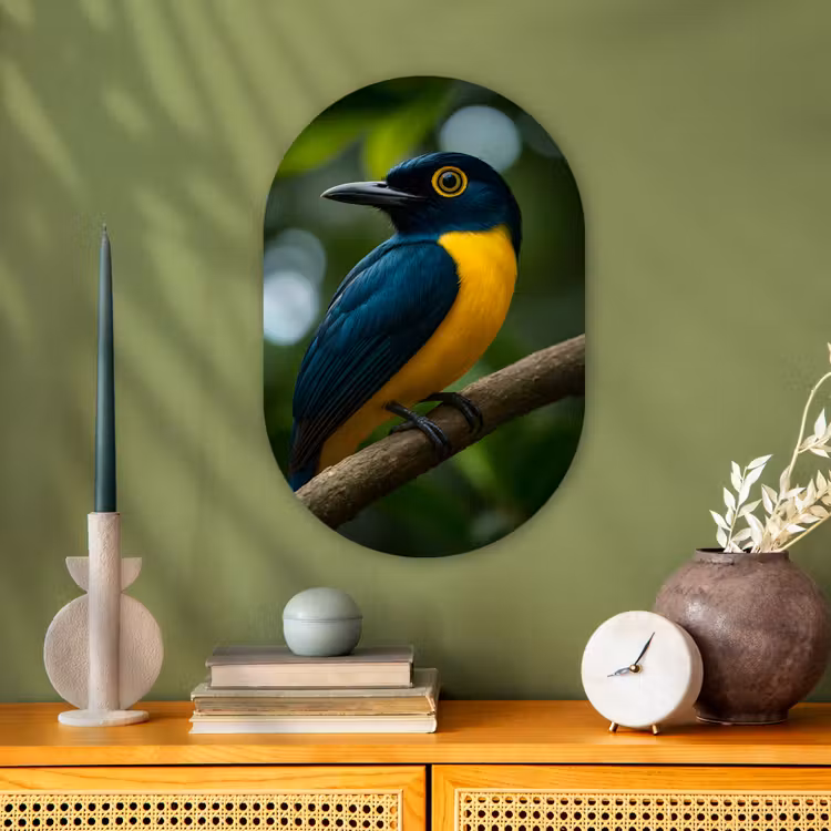 Muurovaal - Vogel - Tak - Geel - Bladeren — 2