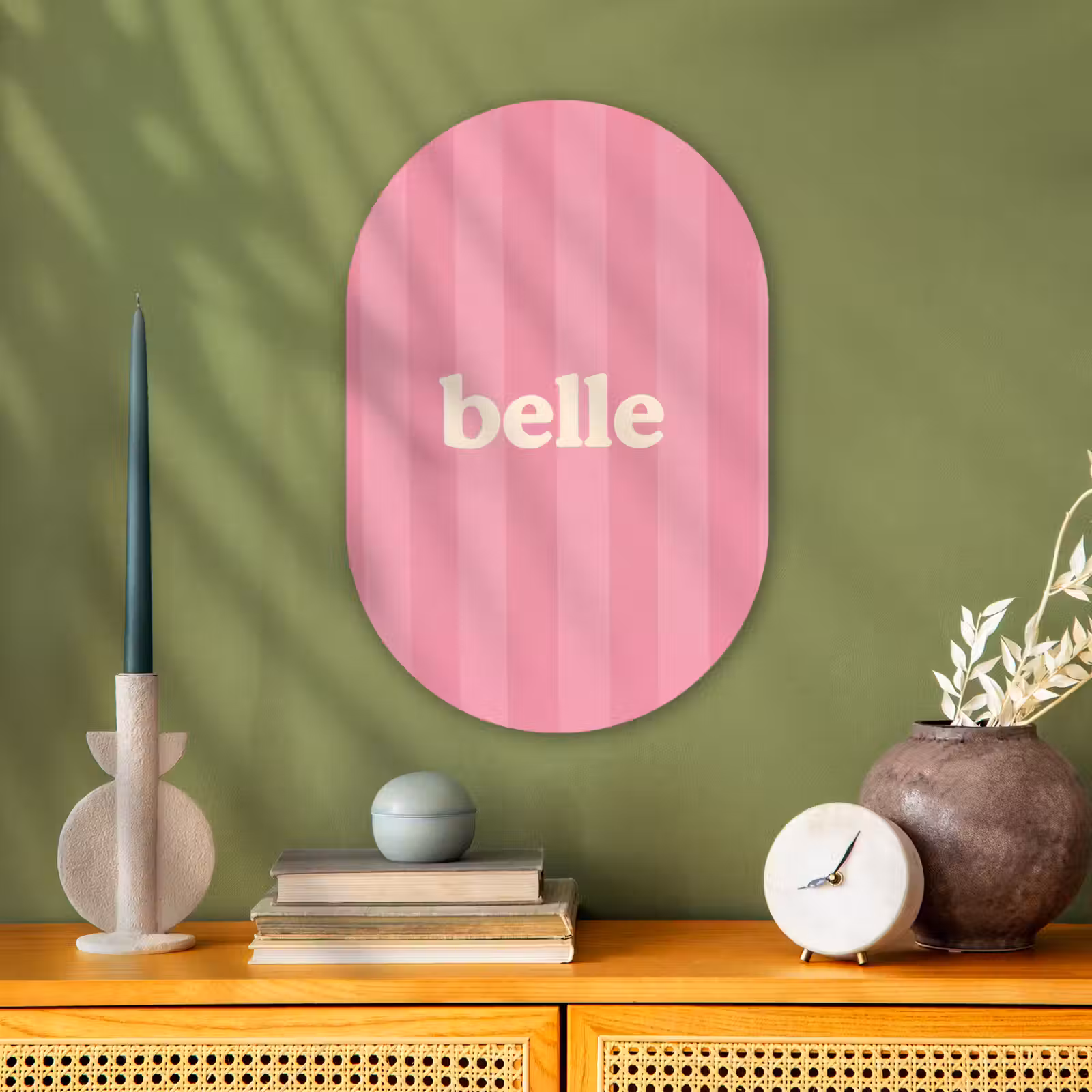 Muurovaal - Roze - Gestreept - Belle — 1