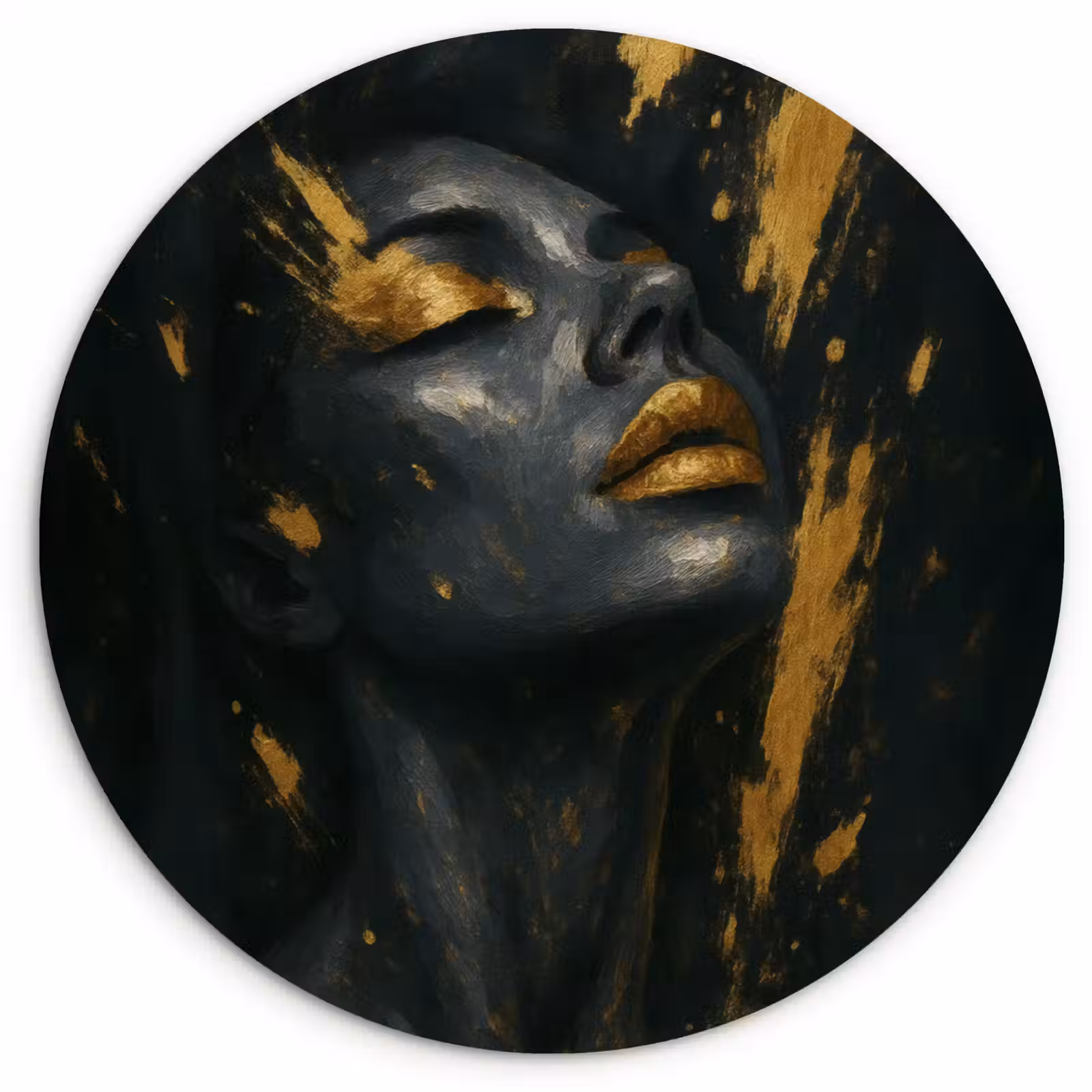 Muurcirkel - Gezicht - Vrouw - Verfspatten - Abstract — 1