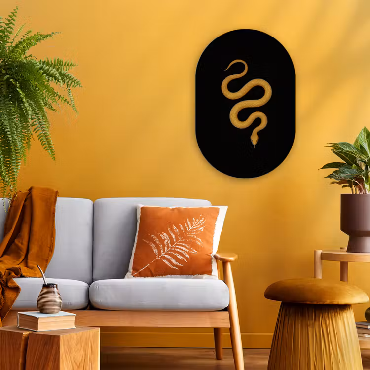 Muurovaal - Slang - Minimalistisch - Goud — 1
