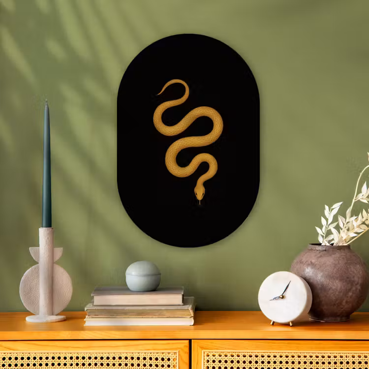 Muurovaal - Slang - Minimalistisch - Goud — 2