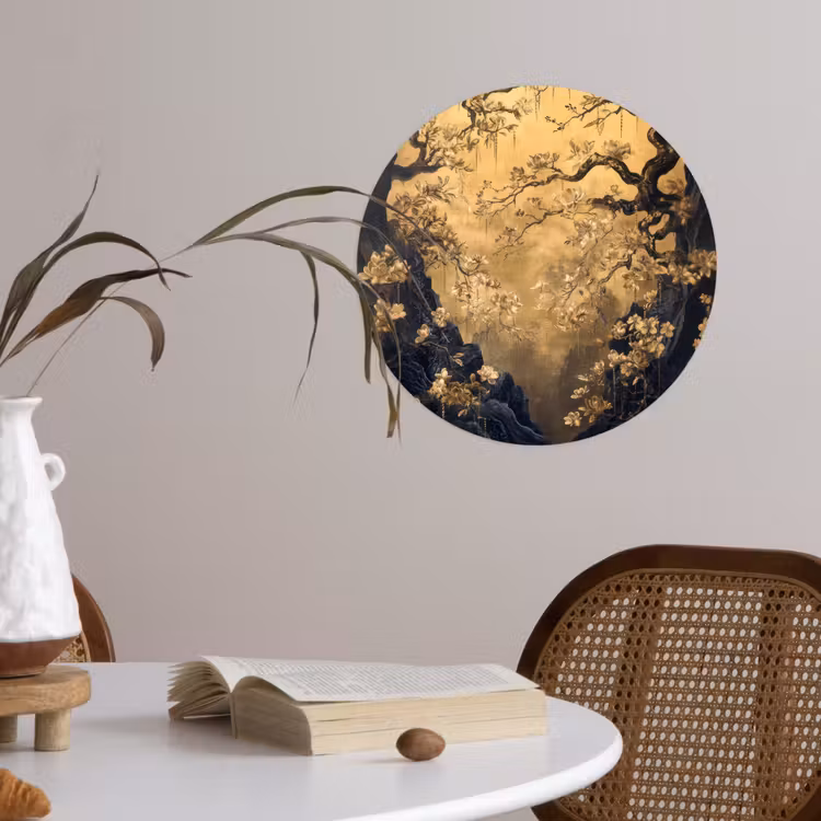 Behangcirkel - Bloemen - Takken - Goud - Sierlijk — 4