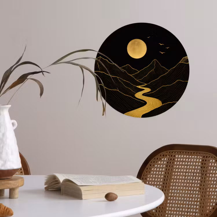 Behangcirkel - Rivier - Goud - Maan - Vogels — 4