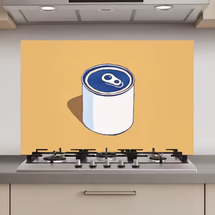 Spatscherm keuken - Blikje - Minimalistisch - Blauw - Illustratie — 1