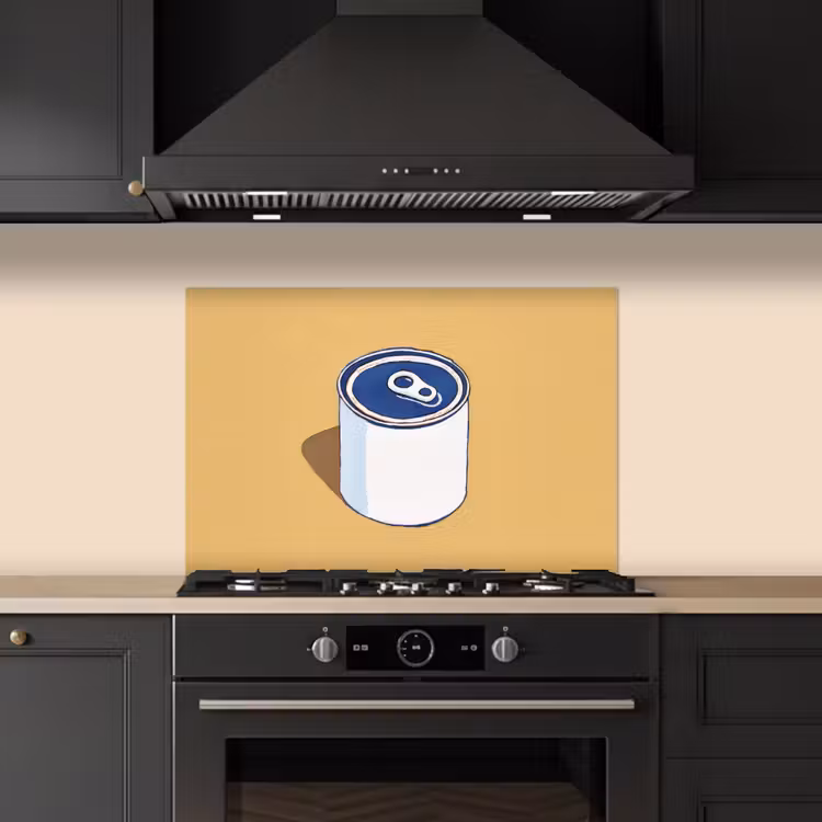 Spatscherm keuken - Blikje - Minimalistisch - Blauw - Illustratie — 2