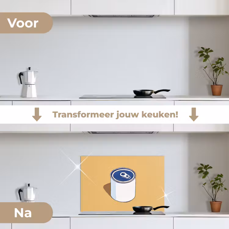 Spatscherm keuken - Blikje - Minimalistisch - Blauw - Illustratie — 3