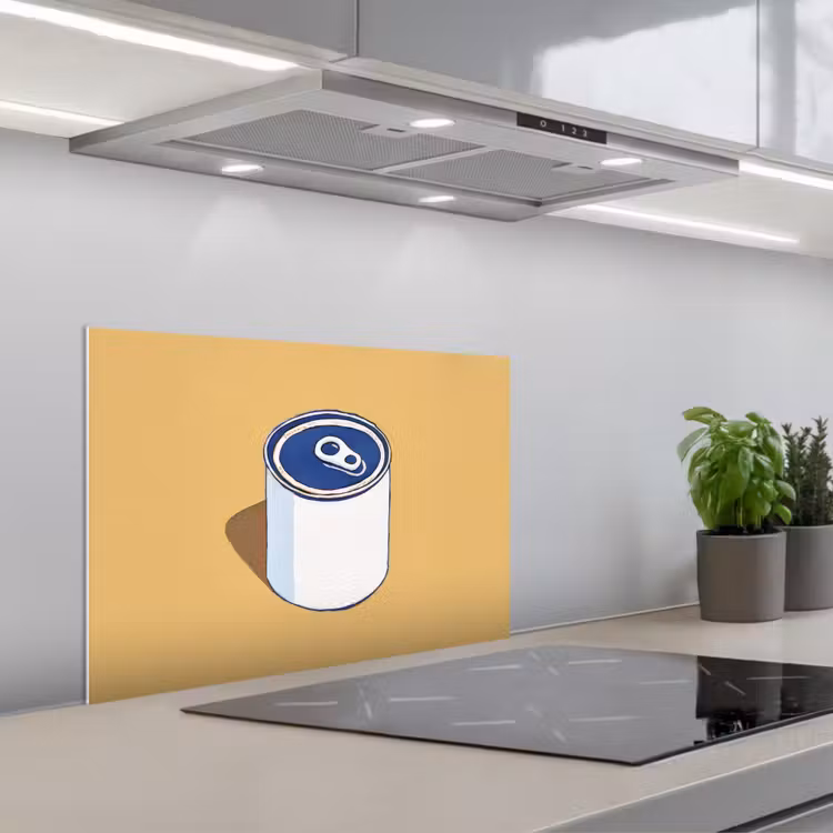 Spatscherm keuken - Blikje - Minimalistisch - Blauw - Illustratie — 5