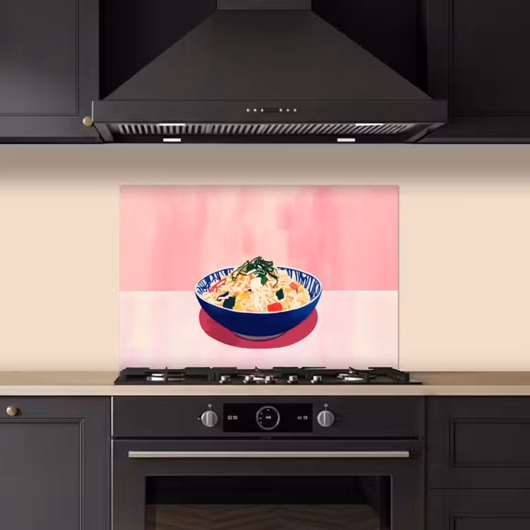 Spatscherm keuken - Rijst - Illustratie - Kom - Groente — 2