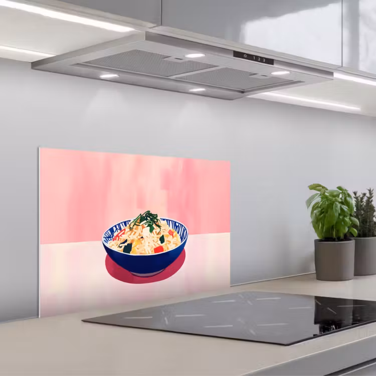 Spatscherm keuken - Rijst - Illustratie - Kom - Groente — 5
