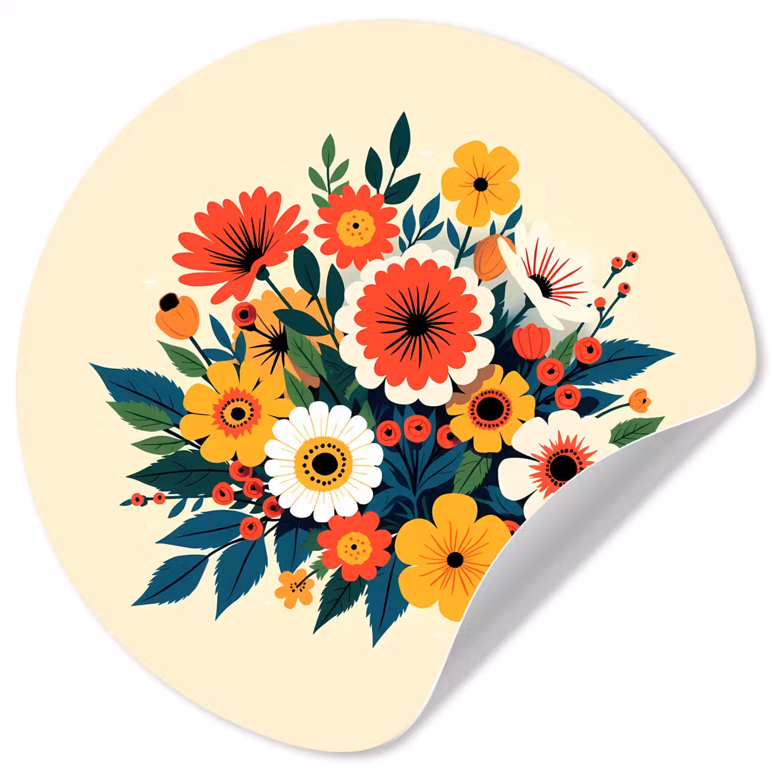 Behangcirkel - Boeket - Bladeren - Illustratie - Kleurrijk — 1