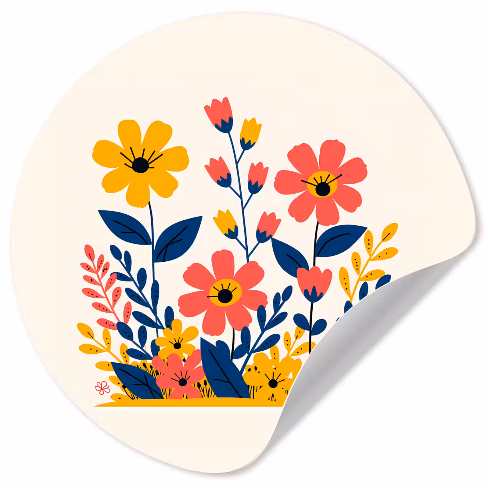 Behangcirkel - Illustratie - Bloemen - Bladeren - Roze — 1