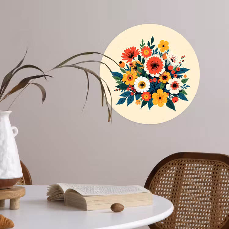 Behangcirkel - Boeket - Bladeren - Illustratie - Kleurrijk — 4
