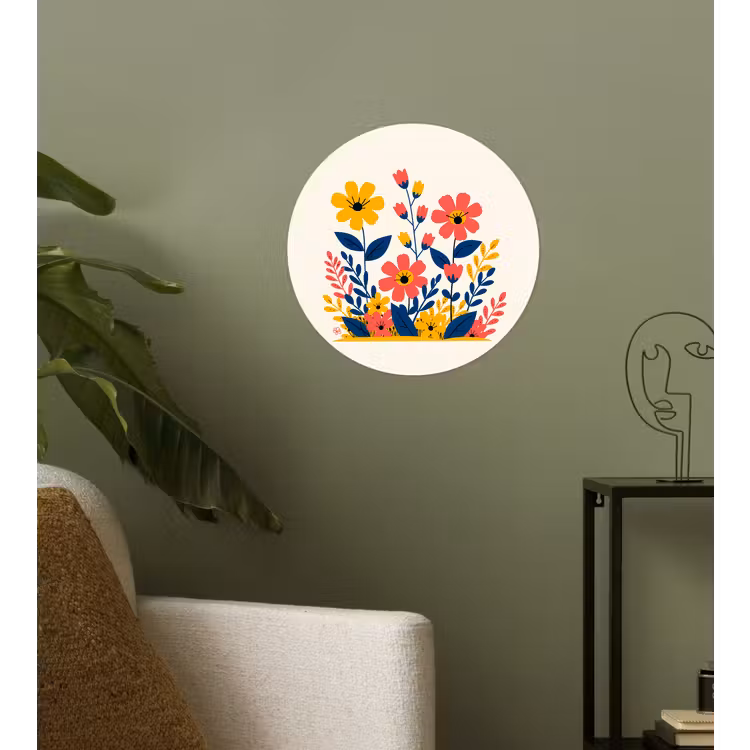 Behangcirkel - Illustratie - Bloemen - Bladeren - Roze — 3