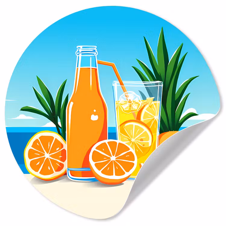 Behangcirkel - Sinaasappels - Ijsblokjes - Zee - Illustratie — 1