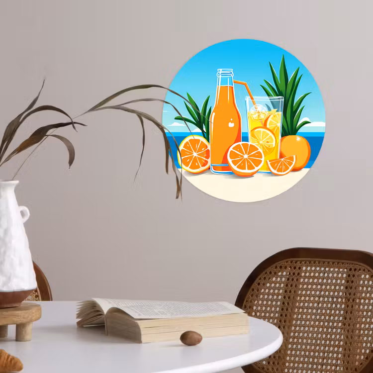 Behangcirkel - Sinaasappels - Ijsblokjes - Zee - Illustratie — 4