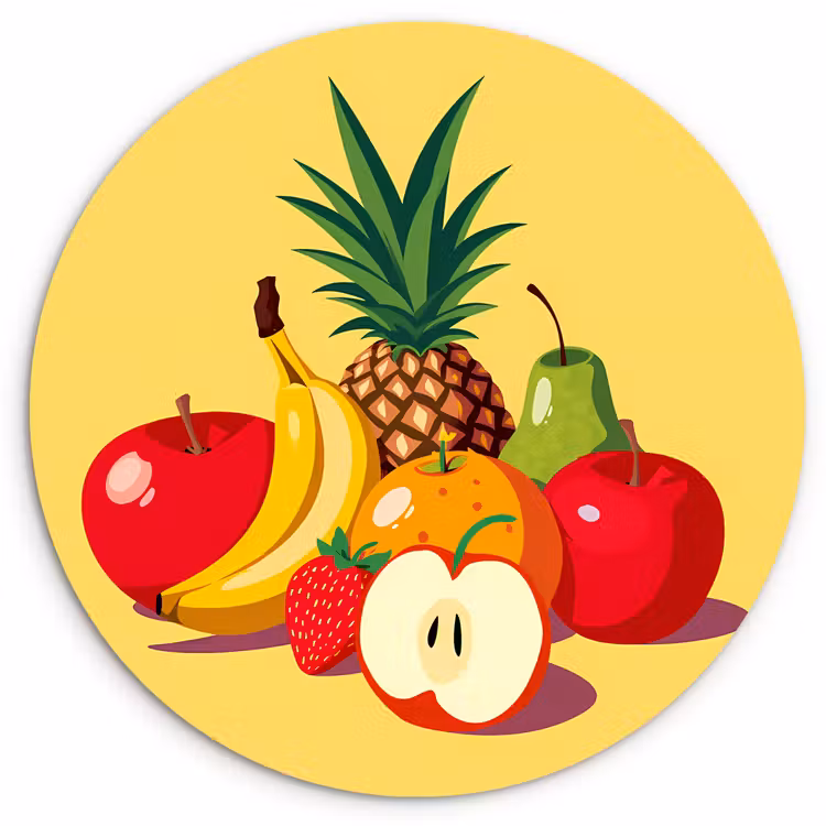 Muurcirkel - Fruit - Illustratie - Kleurrijk — 1