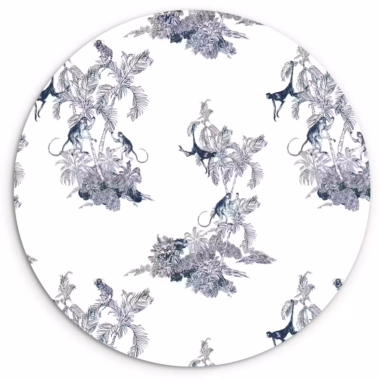 Muurcirkel - Aap - Palmboom - Blauw — 1