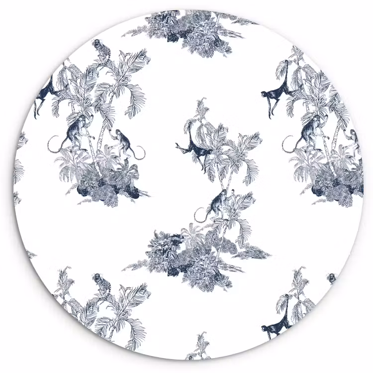 Muurcirkel - Aap - Palmboom - Blauw — 1