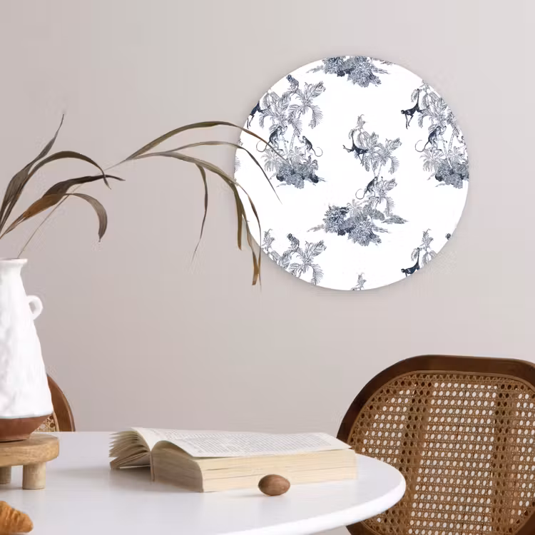 Muurcirkel - Aap - Palmboom - Blauw — 4