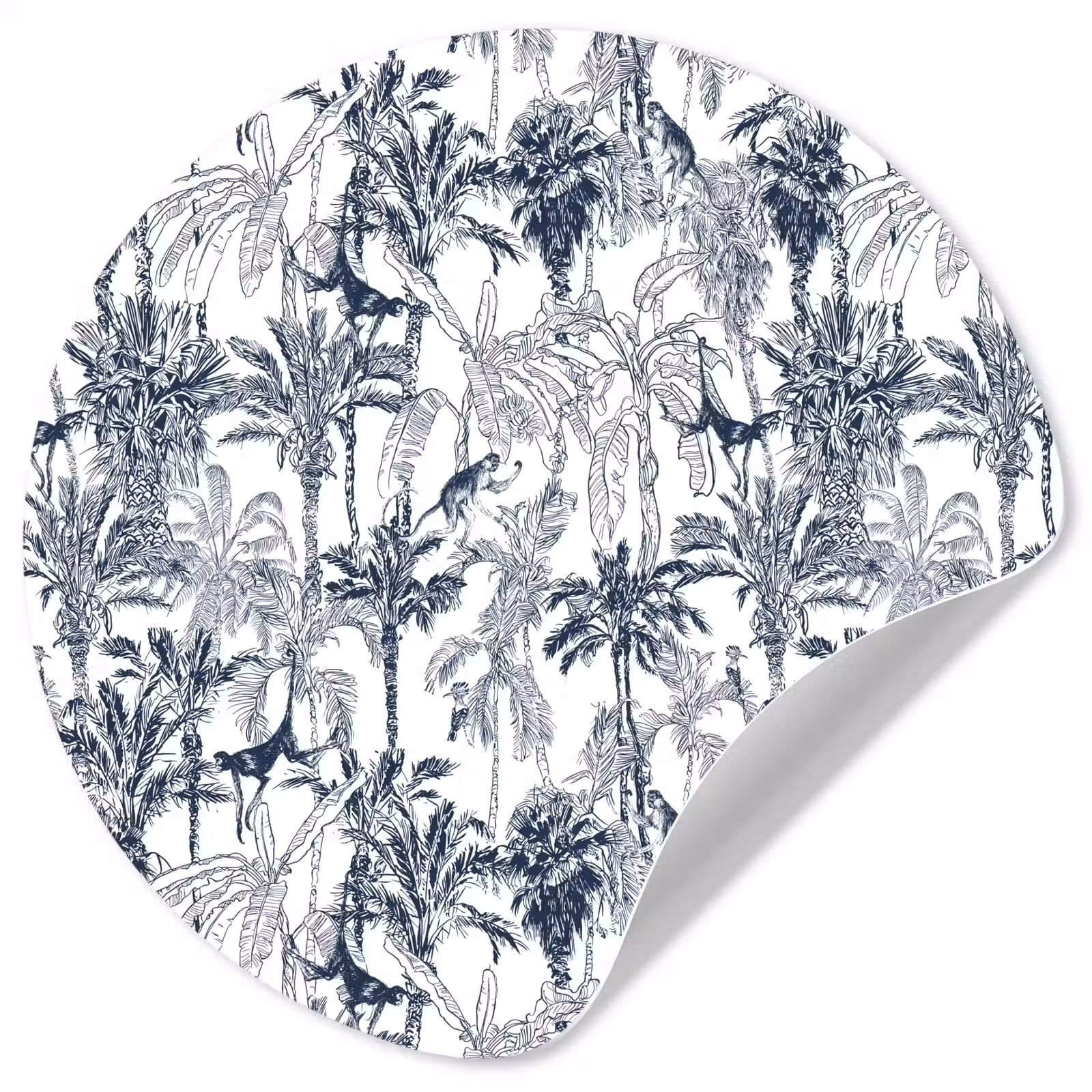 Behangcirkel - Aap - Jungle - Blauw — 1