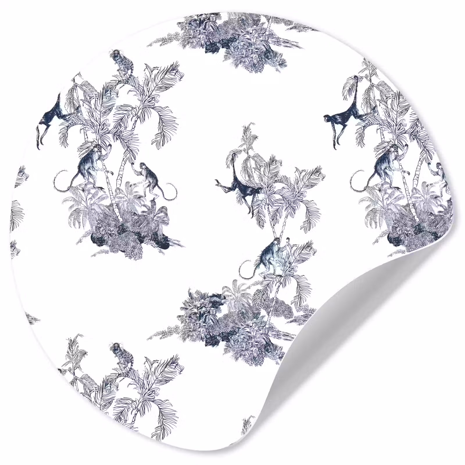 Behangcirkel - Aap - Palmboom - Blauw — 1