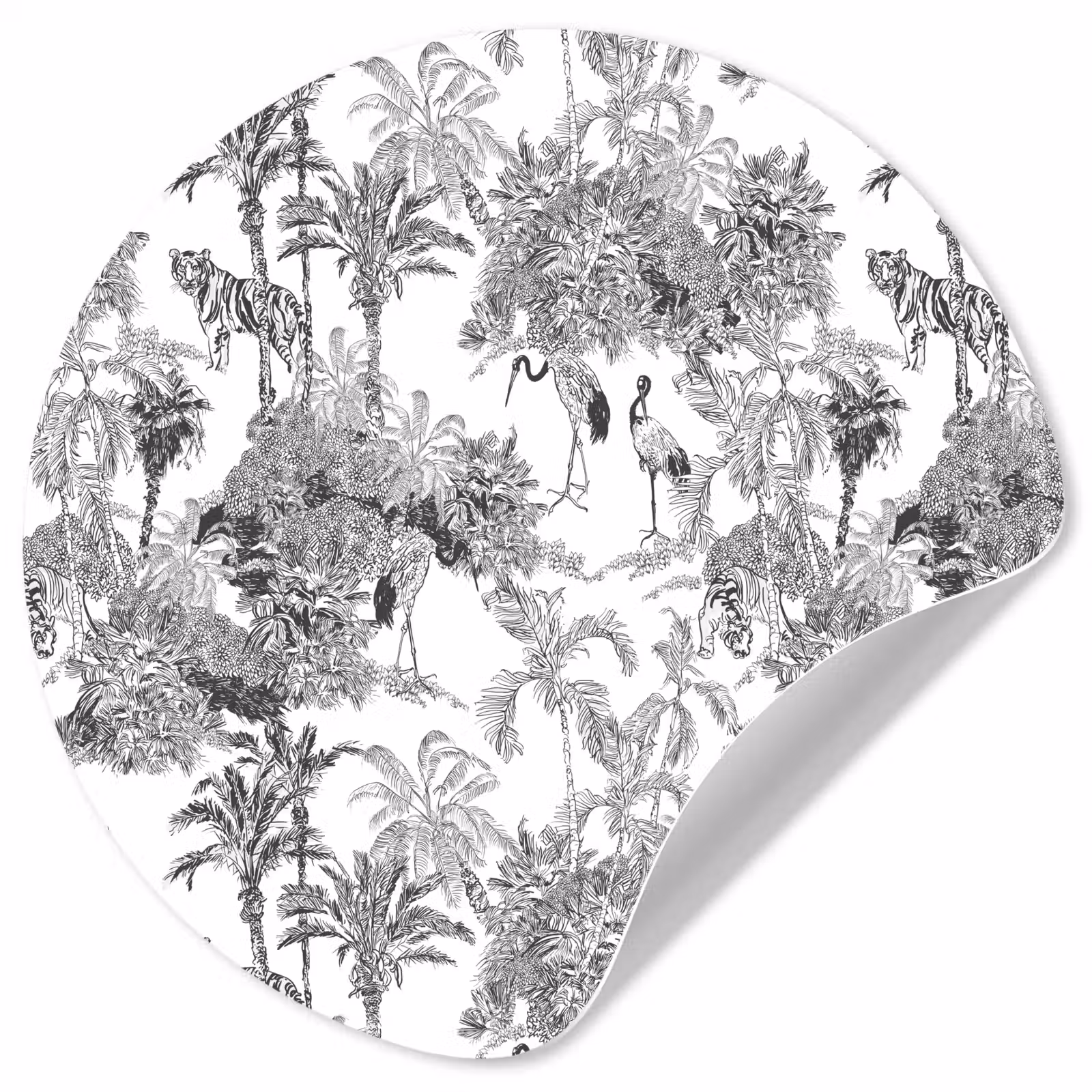 Behangcirkel - Tijger - Jungle - Patroon - Grijs — 1