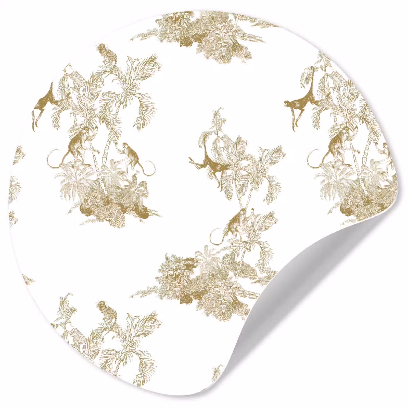 Behangcirkel - Wit - Apen - Beige — 1