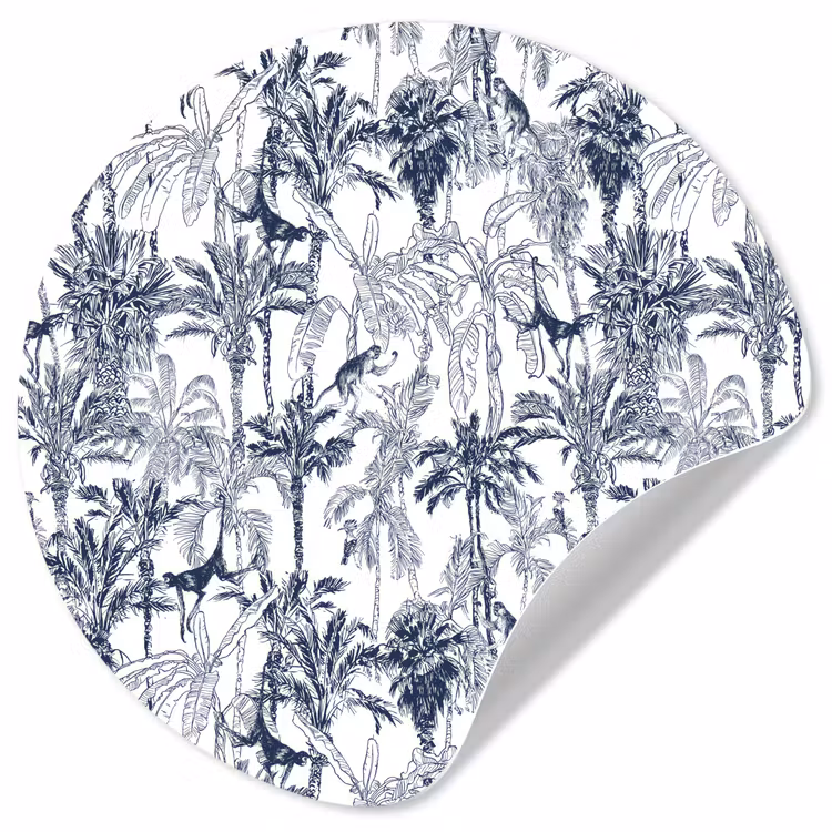 Behangcirkel - Aap - Jungle - Blauw — 1