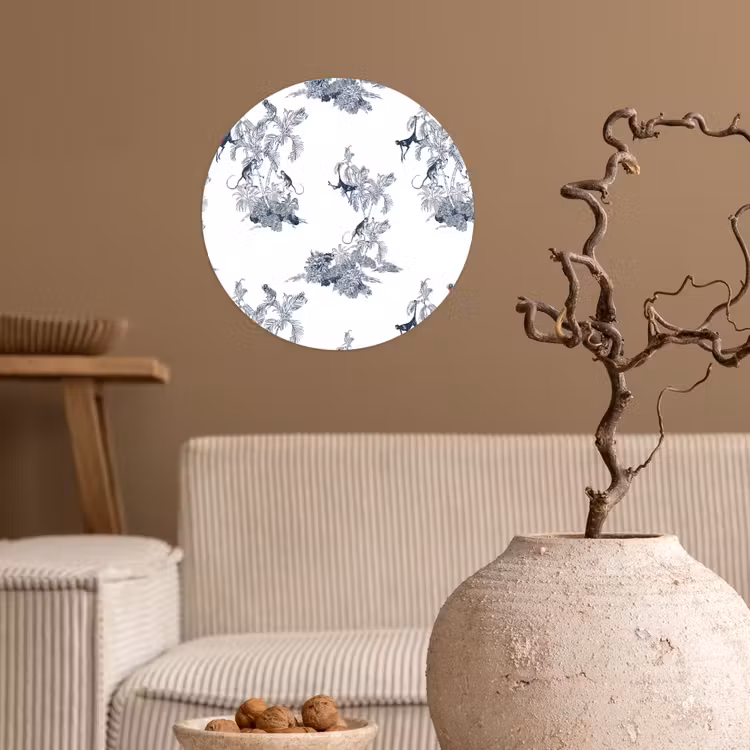Behangcirkel - Aap - Palmboom - Blauw — 2