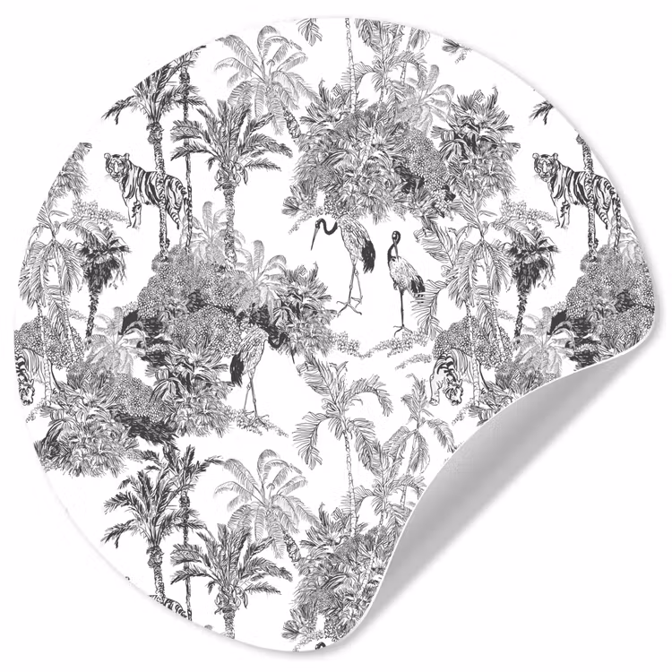 Behangcirkel - Tijger - Jungle - Patroon - Grijs — 1