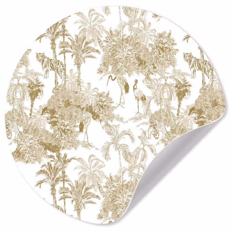 Behangcirkel - Tijger - Jungle - Vogel - Beige — 1