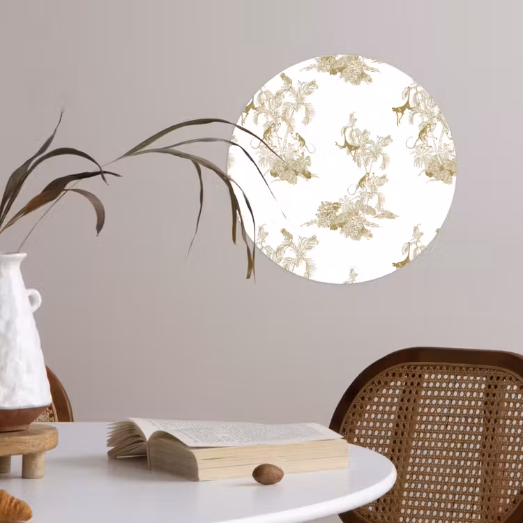 Behangcirkel - Wit - Apen - Beige — 4