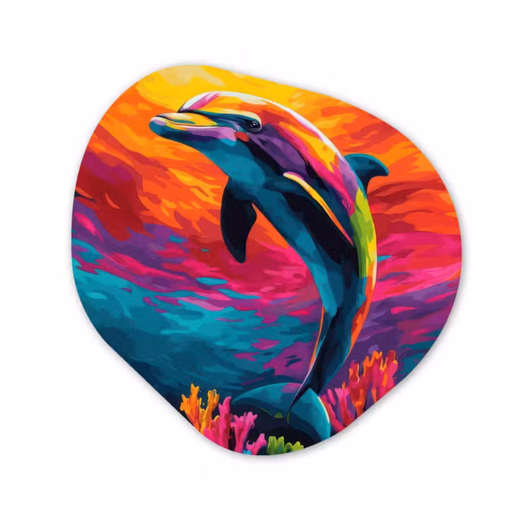 Organisch schilderij – Dolfijn - Kleurrijk - Oceaan - Koraal — 1