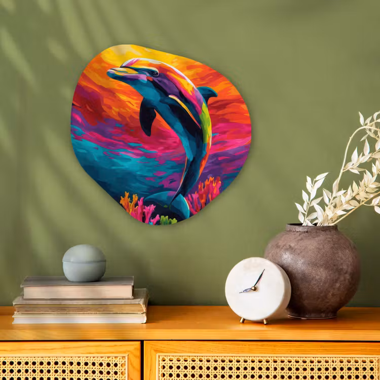 Organisch schilderij – Dolfijn - Kleurrijk - Oceaan - Koraal — 2