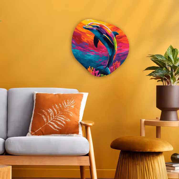 Organisch schilderij – Dolfijn - Kleurrijk - Oceaan - Koraal — 3