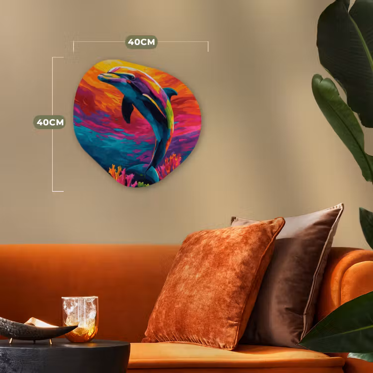 Organisch schilderij – Dolfijn - Kleurrijk - Oceaan - Koraal — 4