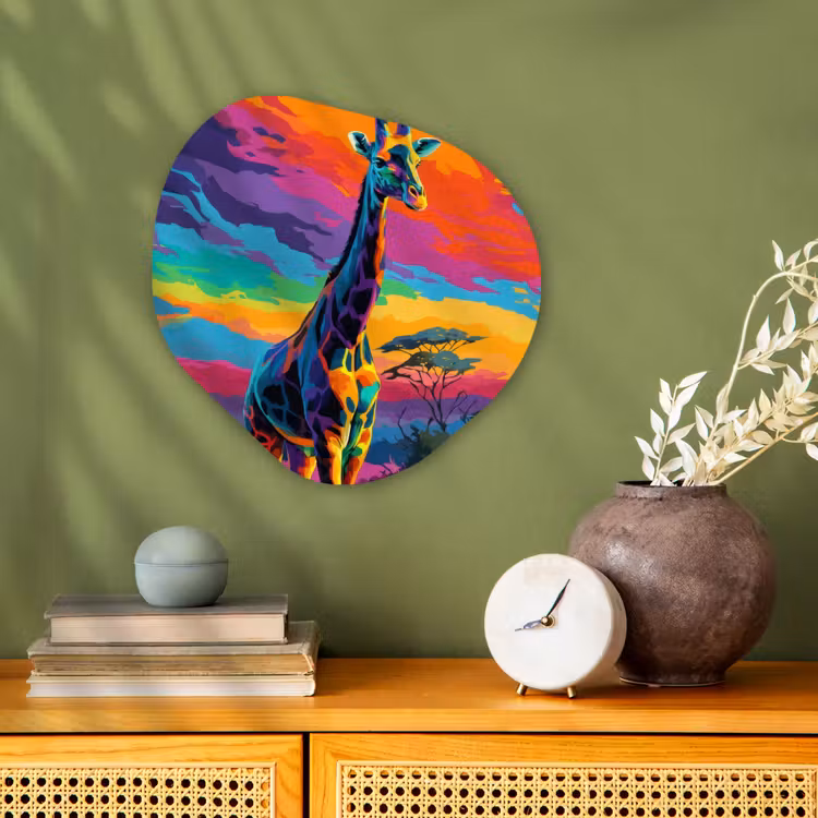 Organisch schilderij – Giraffe - Savanna - Lucht - Gekleurd — 2