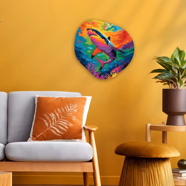 Organisch schilderij – Haai - Koraalrif - Abstract - Kleurrijk — 3