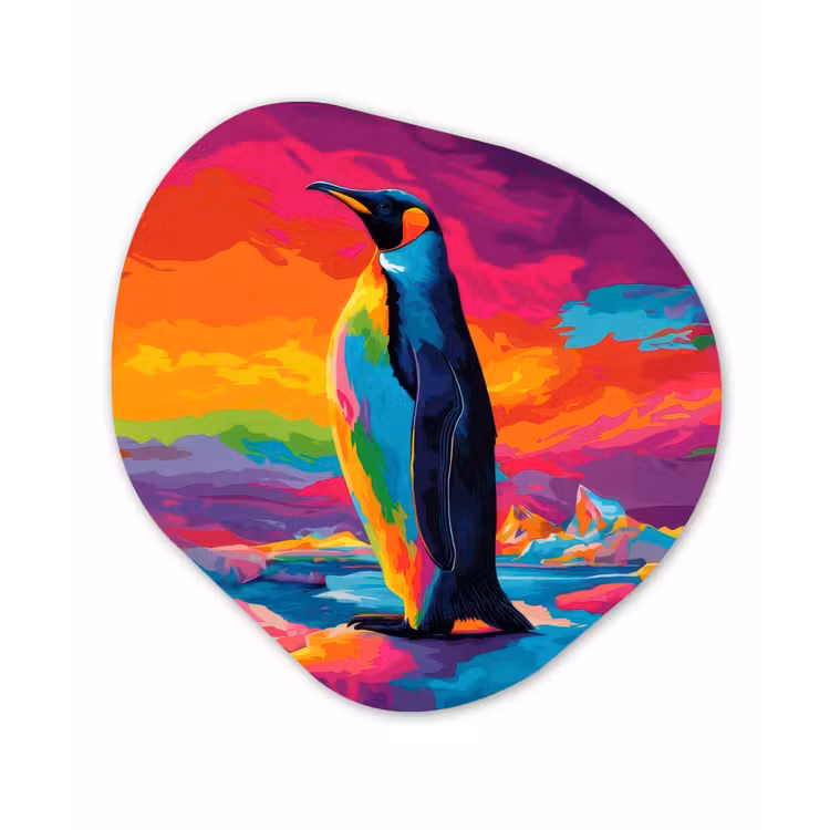 Organisch schilderij – Ijsschots - Pinguïn - Abstract - Lucht — 1