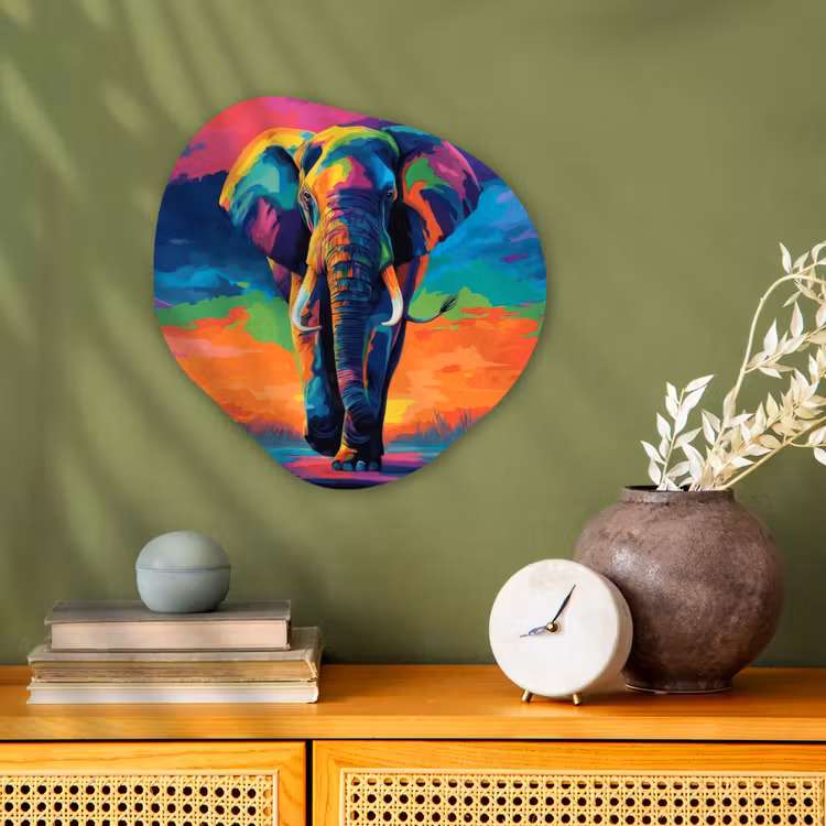 Organisch schilderij – Olifant - Kleurrijk - Lucht - Abstract — 2