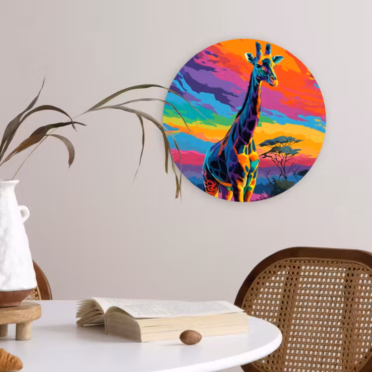 Muurcirkel - Giraffe - Savanna - Lucht - Gekleurd — 4