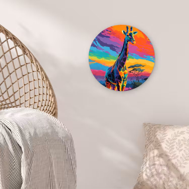 Muurcirkel - Giraffe - Savanna - Lucht - Gekleurd — 5