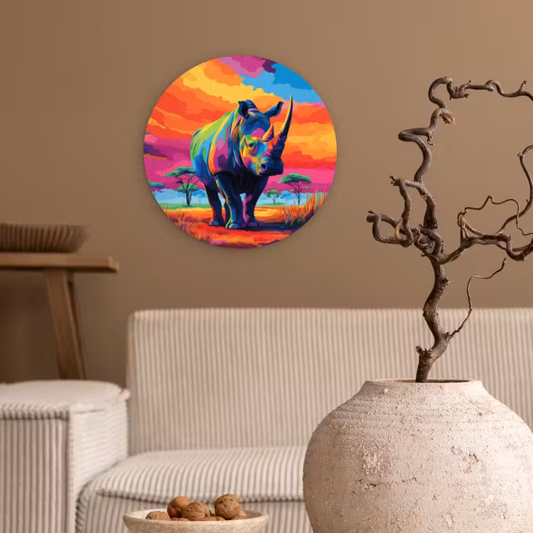 Muurcirkel - Neushoorn - Zonsondergang - Savanna - Kleurrijk — 2