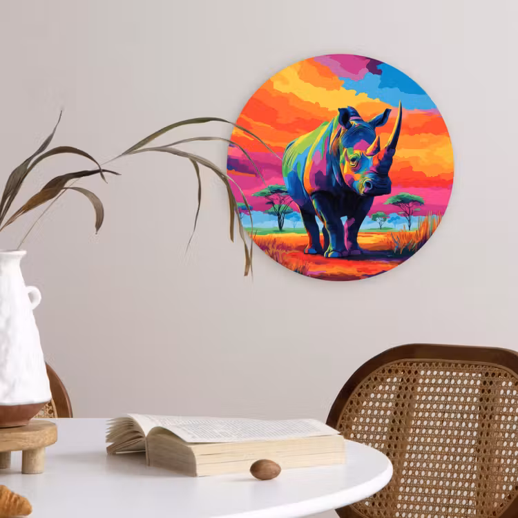 Muurcirkel - Neushoorn - Zonsondergang - Savanna - Kleurrijk — 4