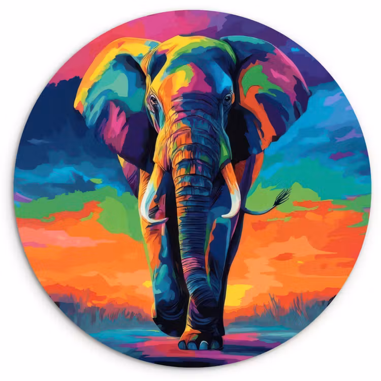 Muurcirkel - Olifant - Kleurrijk - Lucht - Abstract — 1